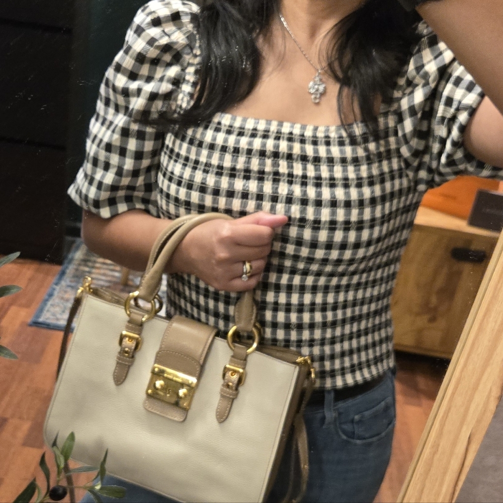 BB DAKOTA Black and White Checkered Women's Top - Picture 3 of 5